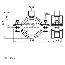 Walraven Schwerlastschelle HD1501 1/2", BUP 499-509mm Zweischrauben-Rohrschelle, EPD... WALRAVEN-33178509 8712993980406 (Abb. 1)