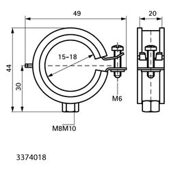 Walraven Bismat Rohrschelle Flash, 15-18mm M8/M10 mit Schnellverschluss, EPDM, Stahl ... WALRAVEN-3374018 8712993517930 (Abb. 1)