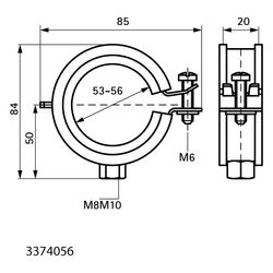 Walraven Bismat Rohrschelle Flash, 53-56mm M8/M10 mit Schnellverschluss, EPDM, Stahl ... WALRAVEN-3374056 8712993826735 (Abb. 1)