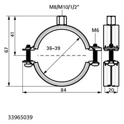 Walraven Rohrschelle KSB2 3G, M8 M10 1/2", Durchmesser 36-39mm Zweischrauben-Rohrsch... WALRAVEN-33965039 8712993609093 (Abb. 1)