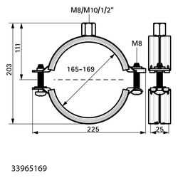 Walraven Rohrschelle KSB2 3G, M8 M10 1/2", Durchmesser 165-169mm Zweischrauben-Rohrs... WALRAVEN-33965169 8712993609239 (Abb. 1)