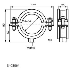 Walraven Bismat Rohrschelle 2000, 57-64mm M8/M10 Zweischraubenschelle, EPDM, Stahl el... WALRAVEN-3403064 8712993004041 (Abb. 1)