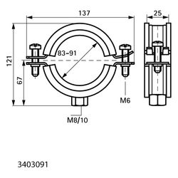 Walraven Bismat Rohrschelle 2000, 83-91mm M8/M10 Zweischraubenschelle, EPDM, Stahl el... WALRAVEN-3403091 8712993004102 (Abb. 1)