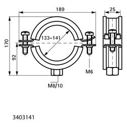Walraven Bismat Rohrschelle 2000, 133-141mm M8/M10 Zweischraubenschelle, EPDM, Stahl ... WALRAVEN-3403141 8712993004201 (Abb. 1)