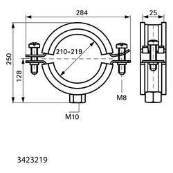 Walraven Bismat Rohrschelle 2000, 210-219mm M10 Zweischraubenschelle, EPDM, Stahl ele... WALRAVEN-3423219 8712993063529 (Abb. 1)