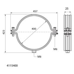 Walraven Aero Lüftungsschelle 400mm M8, fixierte TPE-Schallschutzeinlage, Stahl sendz... WALRAVEN-4115400 8712993769988 (Abb. 1)