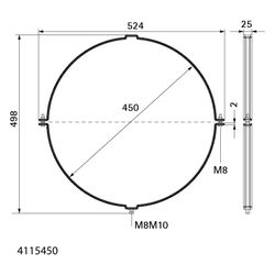 Walraven Aero Lüftungsschelle 450mm M8/M10, fixierte TPE-Schallschutzeinlage, Stahl s... WALRAVEN-4115450 8712993769995 (Abb. 1)