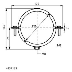 Walraven Lüftungsschelle M8 125mm Schelle 2-teilig, EPDM, Edelstahl 1.4404... WALRAVEN-4137125 8712993056071 (Abb. 1)