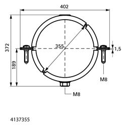 Walraven Lüftungsschelle M8 355mm Schelle 2-teilig, EPDM, Edelstahl 1.4404... WALRAVEN-4137355 8712993056125 (Abb. 1)