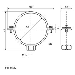 Walraven Gleitschelle 434 M10 56mm, Rohrschelle für PE-Rohr, Stahl elektrolytisch ver... WALRAVEN-4343056 8712993005611 (Abb. 1)