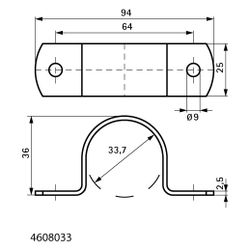Walraven Industrierohrband 33,7mm 1", 1-teilig für Stahlrohr DN 25, Stahl feuerverzin... WALRAVEN-4608033 8712993066643 (Abb. 1)