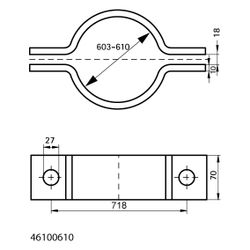 Walraven Rohrschelle DIN 3567 Typ A, Durchmesser 603-610mm DN 600, Stahl... WALRAVEN-46100610 8719942982221 (Abb. 1)