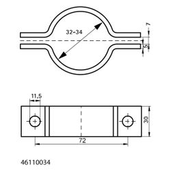 Walraven Rohrschelle DIN 3567 Typ A, Durchmesser 32-34mm DN 25, Stahl feuerverzinkt... WALRAVEN-46110034 8719942981170 (Abb. 1)