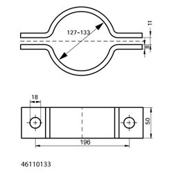 Walraven Rohrschelle DIN 3567 Typ A, Durchmesser 127-133mm DN 125, Stahl feuerverzin... WALRAVEN-46110133 8719942981286 (Abb. 1)