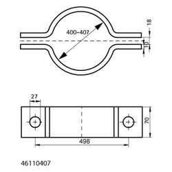 Walraven Rohrschelle DIN 3567 Typ A, Durchmesser 400-407mm DN 400, Stahl feuerverzin... WALRAVEN-46110407 8719942981422 (Abb. 1)