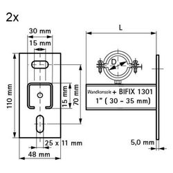 Walraven Befestigungssatz, 1" für Gaszählerhalter, Konsolen 30x15mm, elektrolytisch v... WALRAVEN-4923135 8712993045822 (Abb. 1)