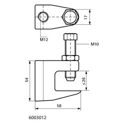Walraven Trägerklammer Modell C, Dicke bis 26mm, Schraube M10 Durchgangsgewinde M12, ... WALRAVEN-6003012 8712993006205 (Abb. 1)