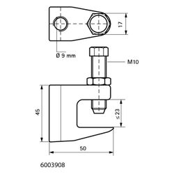 Walraven Trägerklammer Modell C, Dicke bis 23mm, Schraube M10 Durchgangsloch 9mm, Gus... WALRAVEN-6003908 8712993005987 (Abb. 1)