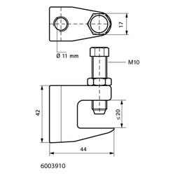 Walraven Trägerklammer Modell C, Dicke bis 20mm, Schraube M10 Durchgangsloch 11mm, Gu... WALRAVEN-6003910 8712993006076 (Abb. 1)