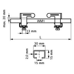 Walraven Trägerklemmset 30x15mm 5-teilig, M8 Länge 400mm bis Flanschstärke 20mm, elek... WALRAVEN-6071400 8712993541867 (Abb. 1)