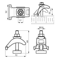 Walraven Strut Trägerklammer Schwerlast, 72x52x80mm bis Flanschstärke 35mm, feuerverz... WALRAVEN-6072002 8712993559206 (Abb. 1)