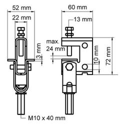 Walraven Gelenkträgerklammer Modell E, für Trägerflansch bis 24mm, G M10x40... WALRAVEN-6076000 8712993542086 (Abb. 1)