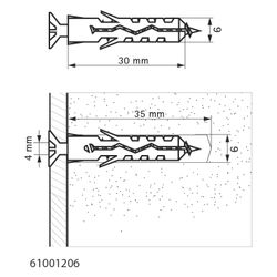 Walraven Nylondübel WEP-C PA6, 6x30mm Standard-Kunststoff-Spreizdübel, Grün... WALRAVEN-61001206 8719942067492 (Abb. 1)
