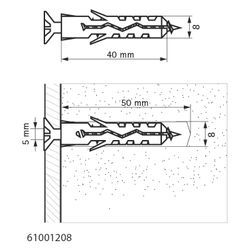 Walraven Nylondübel WEP-C PA6, 8x40mm Standard-Kunststoff-Spreizdübel, Grün... WALRAVEN-61001208 8719942067539 (Abb. 1)