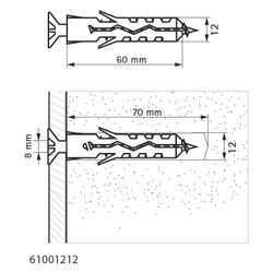Walraven Nylondübel WEP-C PA6, 12x60mm Standard-Kunststoff-Spreizdübel, Grün... WALRAVEN-61001212 8719942067614 (Abb. 1)