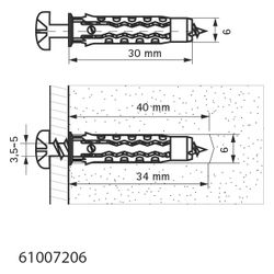 Walraven Universaldübel WUP PA6 6x30mm universeller Kunststoffdübel, Grün... WALRAVEN-61007206 8719942071390 (Abb. 1)