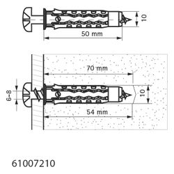 Walraven Universaldübel WUP PA6 10x50mm universeller Kunststoffdübel, Grün... WALRAVEN-61007210 8719942071437 (Abb. 1)