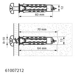 Walraven Universaldübel WUP PA6 12x60mm universeller Kunststoffdübel, Grün... WALRAVEN-61007212 8719942071451 (Abb. 1)