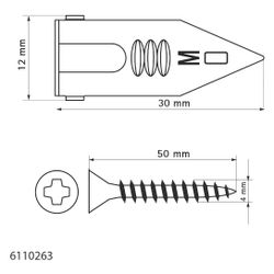 Walraven Einschlagdübel WPF, 12x30mm für Gipskarton, inkl. Schrauben 4x30mm, elektrol... WALRAVEN-6110263 8719942007542 (Abb. 1)