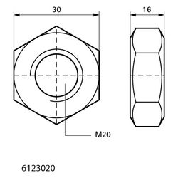 Walraven Sechskantmutter DIN 934 M20, elektrolytisch verzinkt, 6123020... WALRAVEN-6123020 8712993369683 (Abb. 1)