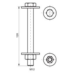 Walraven Maxx Verschraubungsset 3-teilig M12x120mm Stahl 8.8... WALRAVEN-614581212 8719942061735 (Abb. 1)