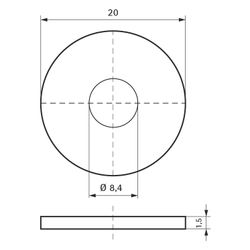 Walraven Kotflügelscheibe 20x1,5mm, Innendurchmesser 8,4mm, Stahl... WALRAVEN-6176820 8712993370368 (Abb. 1)