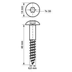 Walraven RapidRail Schraube Sechsrund T30, 6x40mm, für Schiene WM0-35, elektrolytisc... WALRAVEN-61843640 8712993985654 (Abb. 1)