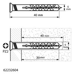 Walraven Einschlagdübel-Set WNP PA6 und elektrolytisch verzinkt 6x40mm... WALRAVEN-62232604 8719942071482 (Abb. 1)