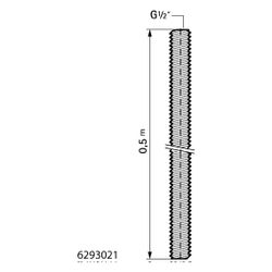 Walraven Gewinderohr DIN ISO 228-1, Länge 0,5m Gewinde 1/2", elektrolytisch verzinkt... WALRAVEN-6293021 8719942013420 (Abb. 1)