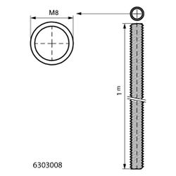 Walraven Gewindestange DIN 976-1, Länge 1m Gewinde M8, elektrolytisch verzinkt... WALRAVEN-6303008 8712993006441 (Abb. 1)