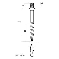 Walraven Ansatzschraube M6x50mm, für Dübel 8mm, Stahl 1.0332, elektrolytisch verzinkt... WALRAVEN-6353650 8712993302567 (Abb. 1)