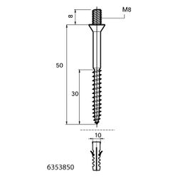 Walraven Ansatzschraube M8x50mm, für Dübel 10mm, Stahl 1.0332, elektrolytisch verzink... WALRAVEN-6353850 8712993283019 (Abb. 1)