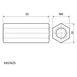 Walraven Gewindemuffe M6x25mm, Stahl elektrolytisch verzinkt, 6453625... WALRAVEN-6453625 8712993003174 (Abb. 1)
