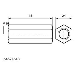 Walraven Gewindemuffe M16x48mm, Edelstahl V2A, 64571648... WALRAVEN-64571648 8712993181476 (Abb. 1)