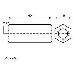 Walraven Gewindemuffe M12x40mm, Edelstahl V2A, 6457240... WALRAVEN-6457240 8712993498574 (Abb. 1)