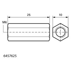 Walraven Gewindemuffe M6x25mm, Edelstahl V2A, 6457625... WALRAVEN-6457625 8712993306060 (Abb. 1)