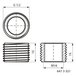 Walraven Reduzierstück AG/IG, Außengewinde 1/2" auf Innengewinde M16, Reduzierzylinde... WALRAVEN-6473521 8712993283163 (Abb. 1)