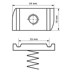 Walraven Strut Schiebemutter M10, 19x34x21mm mit Feder 13mm, feuerverzinkt, 6518110... WALRAVEN-6518110 8712993542451 (Abb. 1)