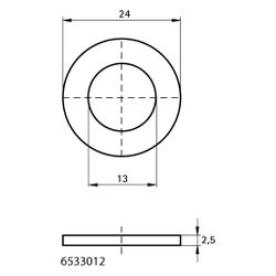 Walraven Unterlegscheibe EN-ISO 7089, 13x24x2,5mm, elektrolytisch verzinkt... WALRAVEN-6533012 8712993283859 (Abb. 1)