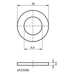 Walraven Unterlegscheibe flach, 6,4x25x2,5mm MLAR, für 38x40mm, elektrolytisch verzin... WALRAVEN-6533306 8712993070299 (Abb. 1)
